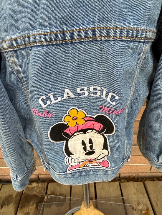 Disney Other - Disney Light Blue Denim Minnie Embroidered Jacket with Ruffle NeckSize 24Months